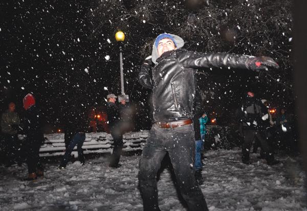 Dupont Circle snowball fight