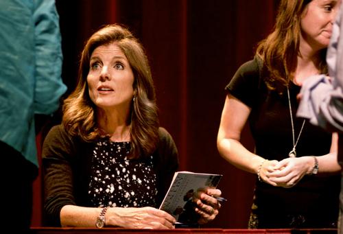 Caroline Kennedy signs copies of her book Jacqueline Kennedy: Historic Conversations on Life with John F. Kennedy, co-authored by historian Michael Beschloss, following an event in Lisner Auditorium Monday night. Jordan Emont | Assistant Photo Editor