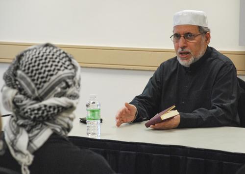 Imam Shaker Elsayed spoke to students during an ice cream event during last years Islam Awareness Week. Hatchet File Photo.