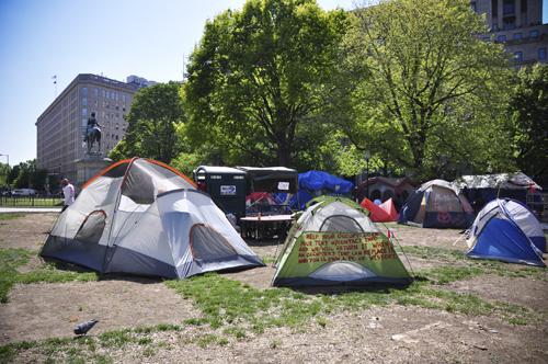 Occupy D.C. demonstrators camping out at McPherson Square will be joined by protesters from a separate Occupy camp at Freedom Plaza. Bryan Hoechner | Hatchet Photographer
