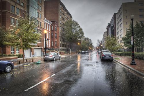 Campus streets remained largely empty Monday as Hurricane Sandy marched into the District. Cameron Lancaster | Hatchet Photographer