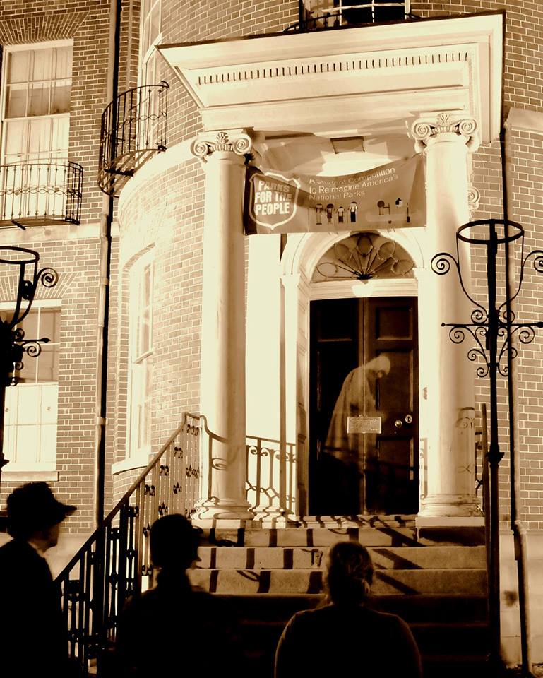 Once a year on Halloween night, tour participants can enter the Octagon House and hear the ghost stories of its historical inhabitants. Photo courtesy of Washington Walks.

