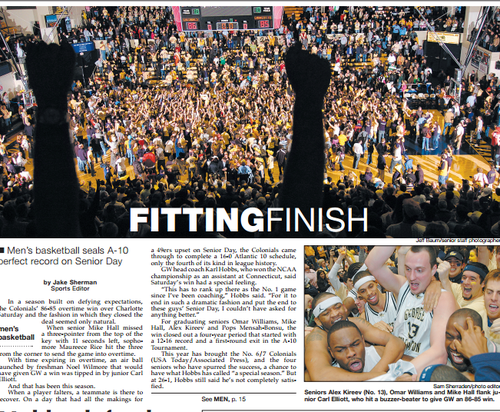 A 2006 Hatchet front page, the issue after the Colonials clinched a perfect conference record.