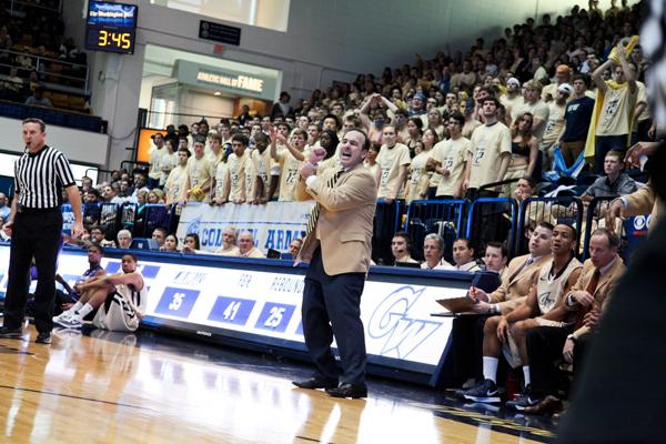 Head coach Mike Lonergan and the Colonial faithful should shake off Tuesdays loss. Hatchet File Photo
