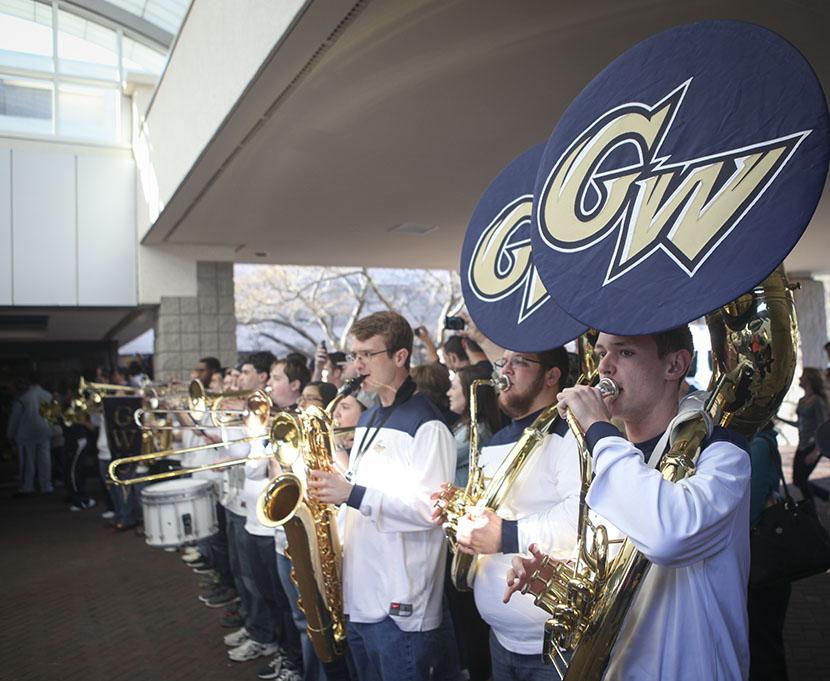 GW Bands director will compile individual recordings into a final performance for sports games.