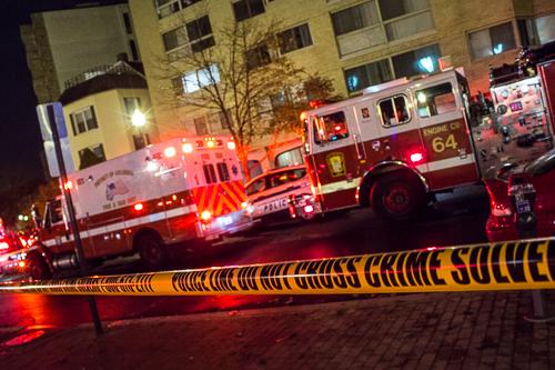 Ambulances and fire trucks were outside the Jefferson House for several hours Thursday night. Zach Montellaro | Hatchet Staff Photograper