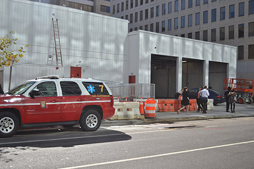 A temporary fire station is being built on L Street between 21st and 22nd streets while the West End fire station undergoes renovations. Aly Kruse | Hatchet Staff Photographer