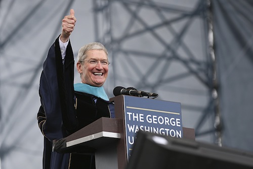 Apple CEO Tim Cook speaks at Commencement in May. Hatchet File Photo by Dan Rich | Contributing Photo Editor