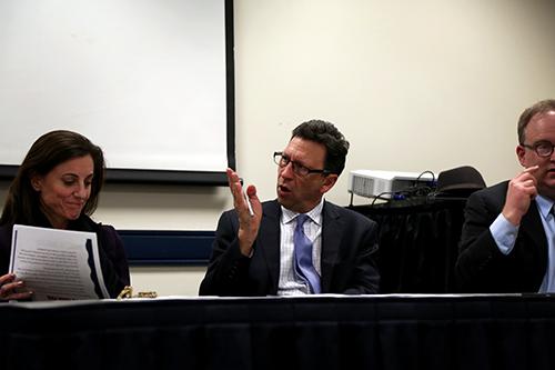 Frank Sesno, the director of the School of Media and Public Affairs, moderated a panel on media trends in presidential election coverage. Olivia Anderson | Hatchet Photographer