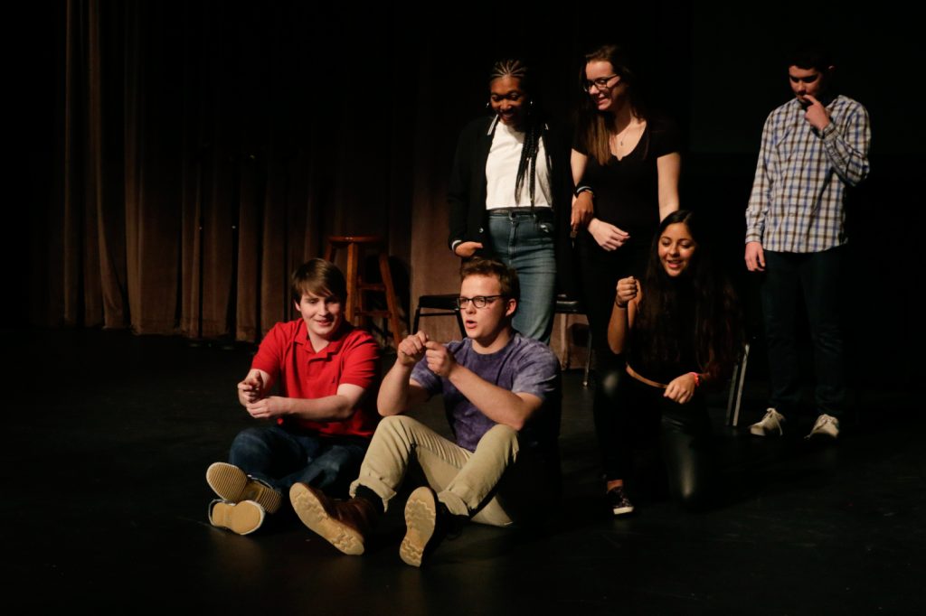 ReceSs performs at the Slate festival Saturday night. The groups organizers said they scheduled the annual comedy event to follow inauguration as a way for students to laugh after an intense election season.