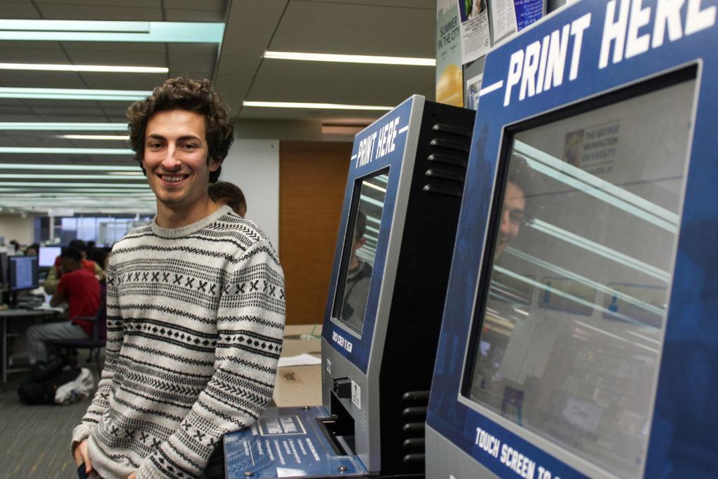 Logan Malik, the chairperson for the Student Life Committee on the Student Association, is proposing a program that would make double-sided printing at campus kiosks cheaper.