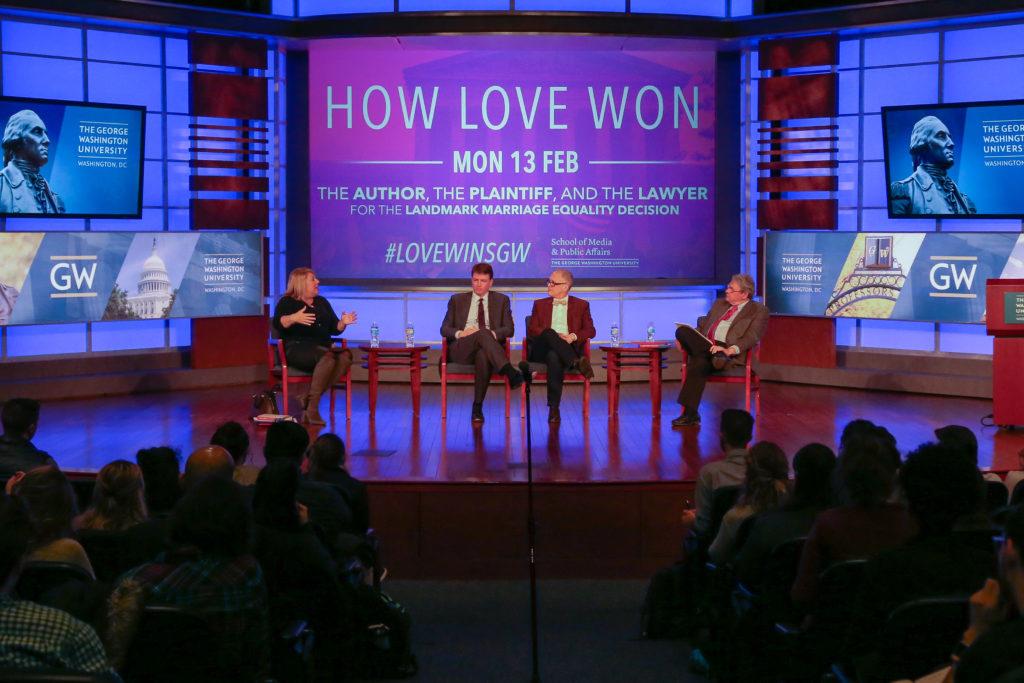 The winners of the landmark Supreme Court case that legalized same-sex marriage across the country spoke about a new book on the topic at the Jack Morton Auditorium Monday.