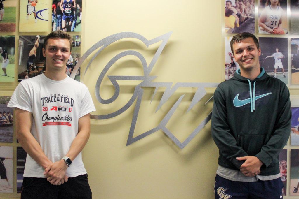 Junior twins Ed and Frank Delavergne, who both transfered to GW last fall, run for track and field. Ed holds three program records for middle-distance running.
