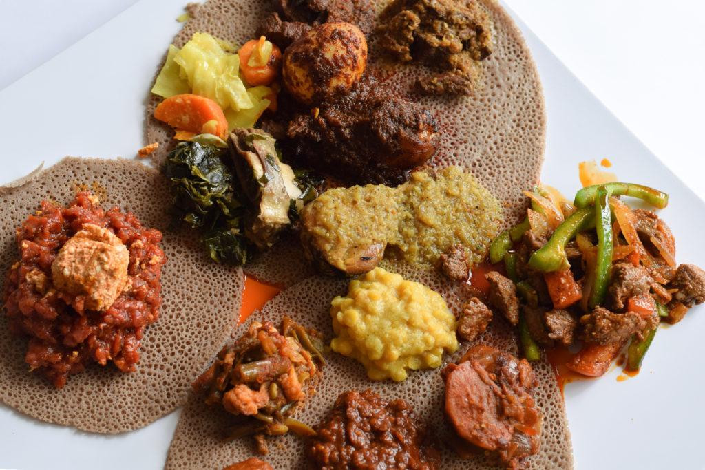 Das Ethopian Cuisine in Georgetown offers Ethiopian meals that consist of several shared dishes all eaten with a thin bread called injera.