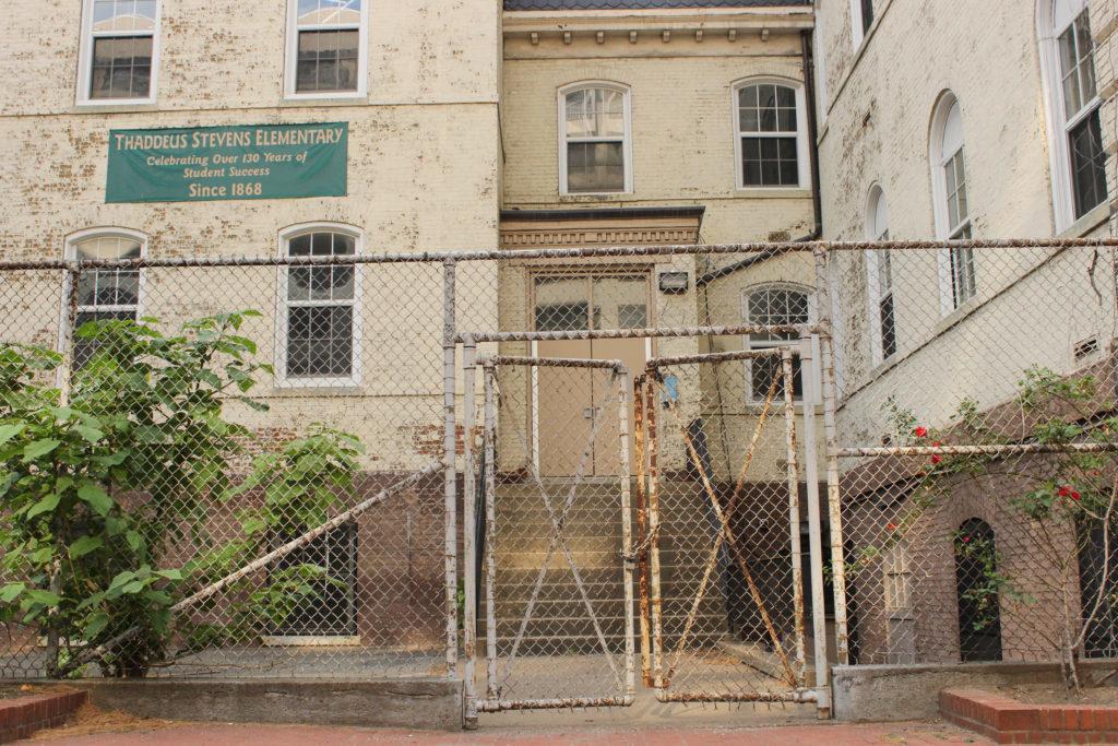 Developers began renovating Thaddeus Stevens Elementary School, a historic landmark and school that has sat vacant for nearly 10 years, and constructing an office building at 2100 L St. NW Monday.