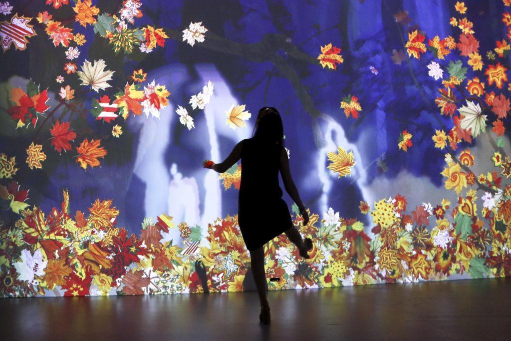 The “Spirit of Autumn” exhibit at Artechouse, which sits at 1238 Maryland Ave. SW, combines art and technology to transform each visitor into the main character of a virtual world through art that they help create.