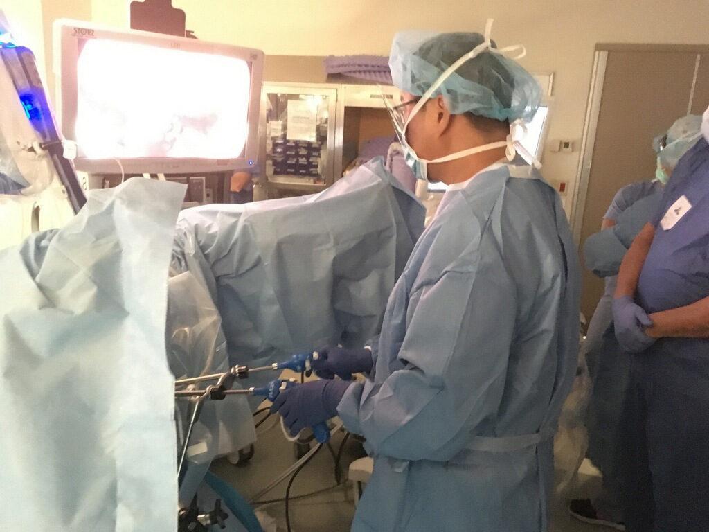 Vincent Obias, chief in the division of colorectal surgery, completed the operation last month using a new robotics system designed specifically for this procedure.