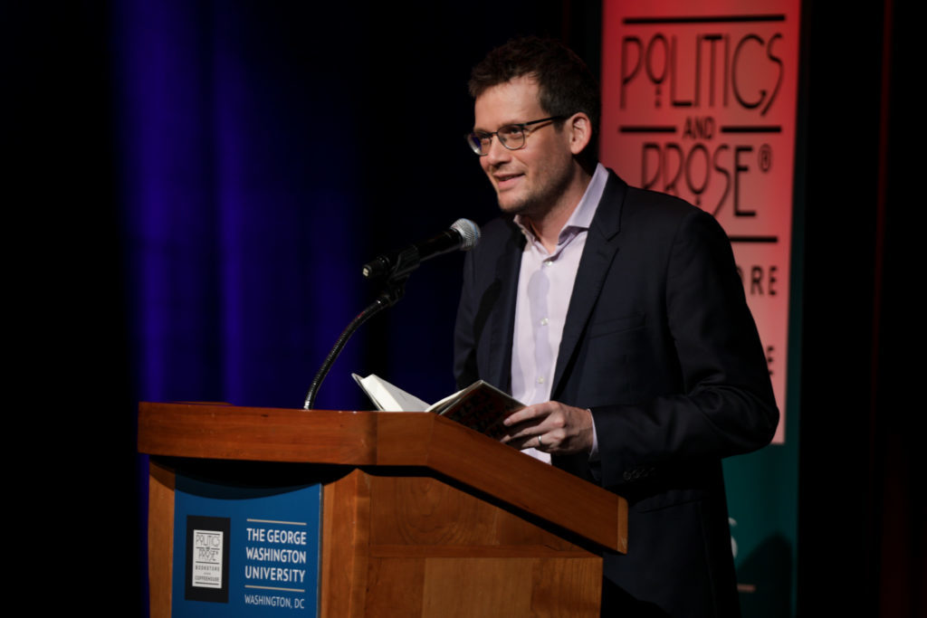 Author John Green reads excerpts from his new novel, Turtles All The Way Down, at a Lisner Auditorium event Wednesday.