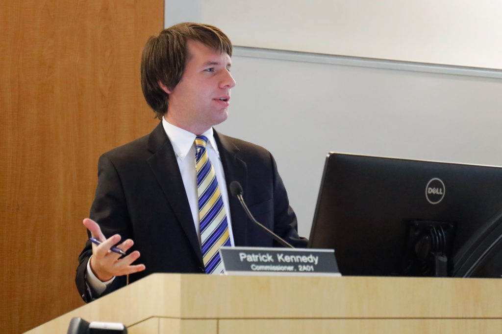 Patrick Kennedy, the vice chairperson of Advisory Neighborhood Commission 2A, speaks at an ANC meeting last year.