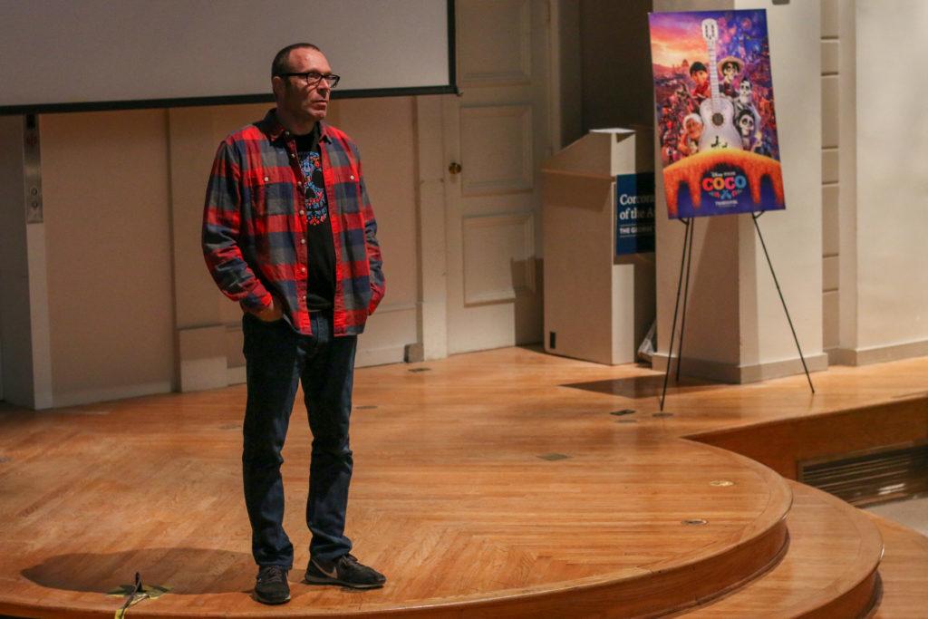 Jason Katz, a story supervisor from Pixar Animations, discussed his latest film Coco at the Armand Hammer Auditorium in the Corcoran School of the Arts and Design Monday.
