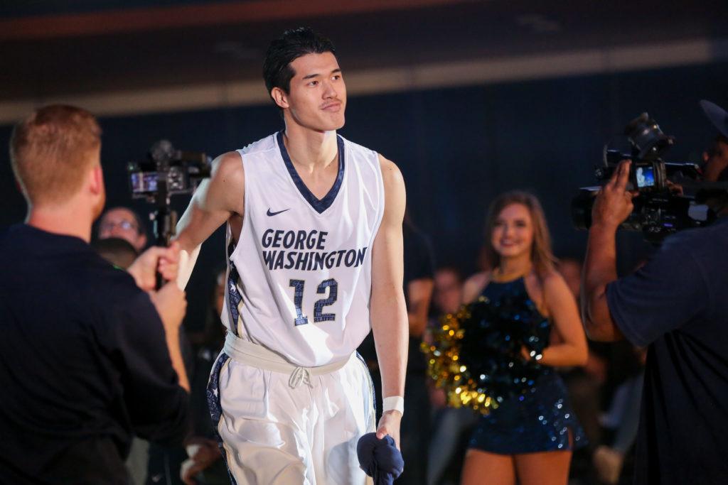 Senior guard Yuta Watanabe walks onto the court during Colonial Madness in October.