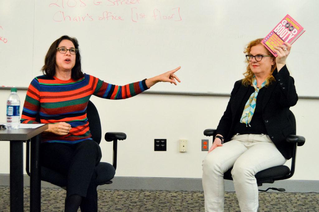 NPR pop music critic Ann Powers (right) discusses her new book about sexuality and American culture with Gayle Wald, a professor of English, Monday afternoon.