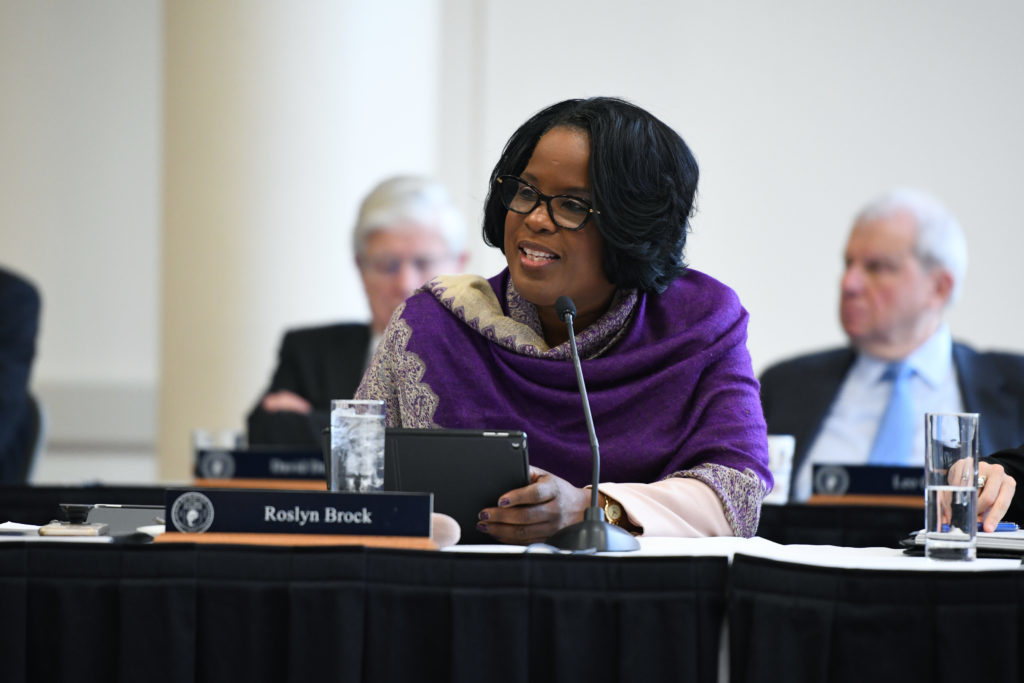 At a Board of Trustees meeting Friday, Roslyn Brock, the chair of the volunteer engagement task force, said the group split into the five subcommittees to figure out how to improve interactions between alumni and GW.