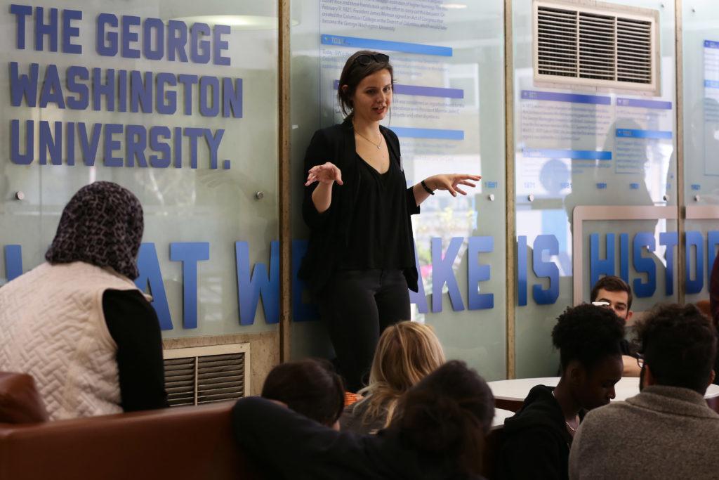 Jackie Bolduan, a second-year graduate student, and more than 20 graduate students held a sit-in Thursday in Rice Hall alongside undergraduate students supporting their unionization effort – a move that ultimately led to a meeting with Provost Forrest Maltzman.