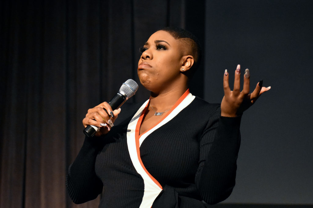 Symone Sanders, the former press secretary for Sen. Bernie Sanders, I-Vt., during his presidential run, talked about the fight for racial equality at an event in the Marvin Center Wednesday.