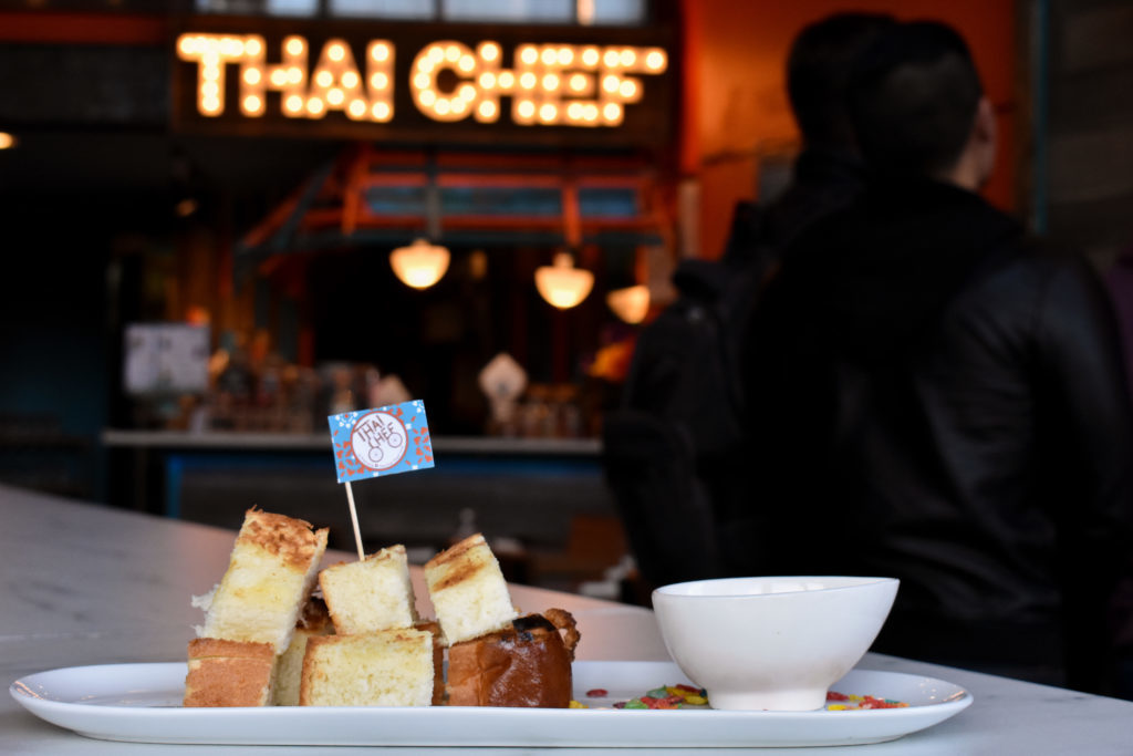 Thai Chef's Thai tea custard ($7.95) is a thicker, richer version of the popular Southeast Asian drink made with black tea and condensed milk, and served with toast. 