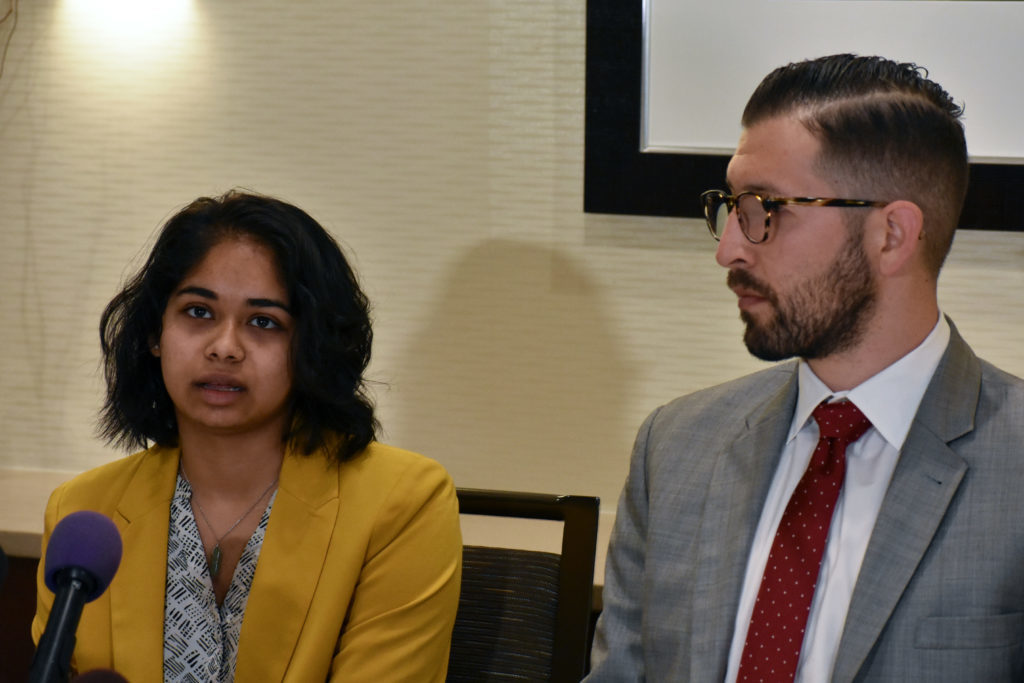 Aniqa Raihan, a sexual assault survivor who graduated last academic year, announced she filed a lawsuit against the University at a press conference Friday. 