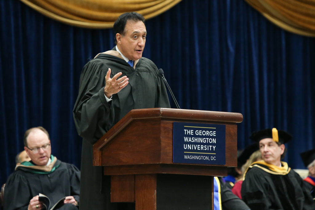 Keynote speaker Henry Cisneros, the chairman of the urban residential development firm CityView, advised GWSB undergraduates to stay intellectually curious” in their careers at the schools commencement ceremony Thursday.