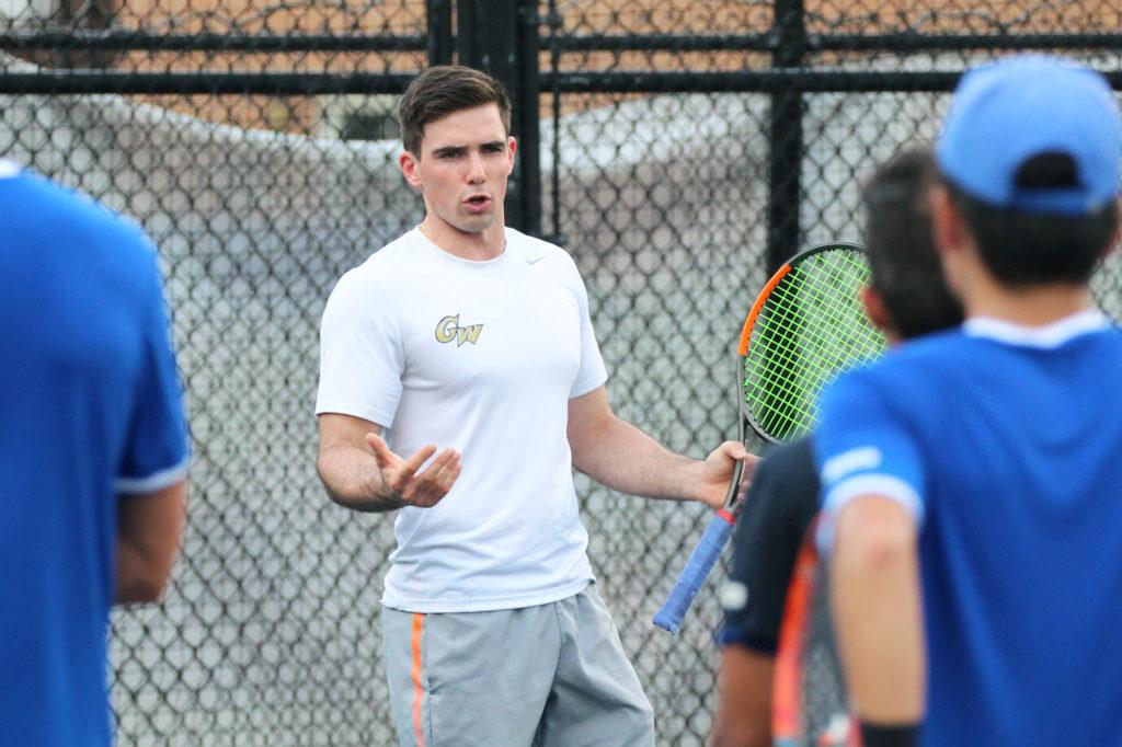 Assistant coach Damian Farinola has been leading the mens tennis team as the athletic department searches for a new head coach. 
