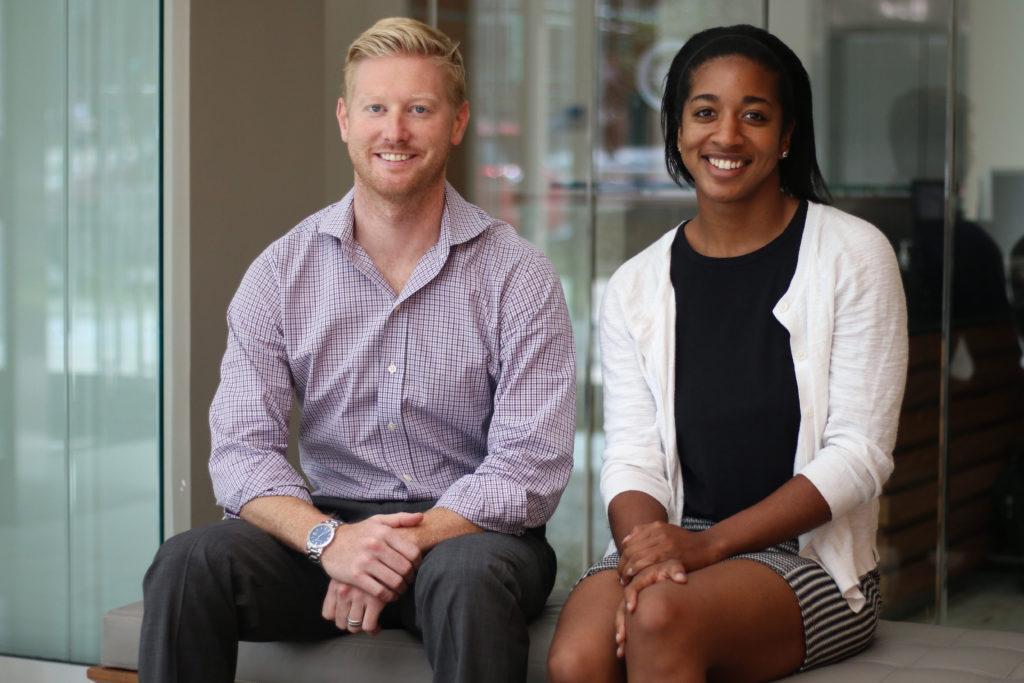 Matthew Golden, the director of communications, and Chelcie Rosborough, a marketing associate, are launching a new podcast for the Milken Institute School of Public Health. 