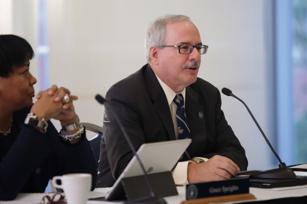 University President Thomas LeBlanc will undergo a community review later this academic year. 