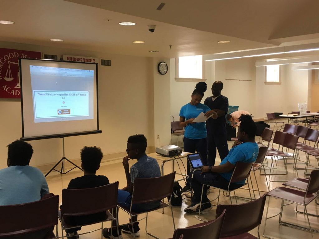 Eleven+students+in+the+nursing+school+have+attended+the+Saturday+Institute+at+Thurgood+Marshall+Academy+every+week+since+Sept.+29+to+teach+children+how+to+keep+their+hearts+healthy.+
