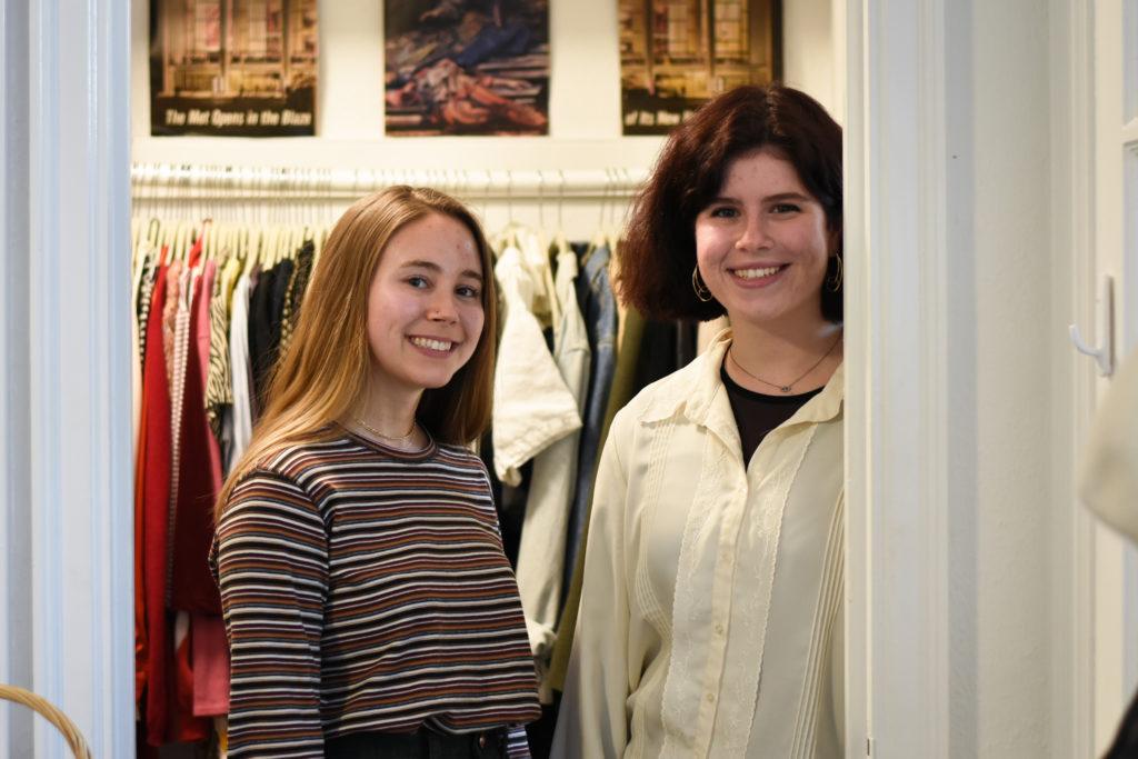 Sophomores+Chelsea+Connolly+and+Lauren+Bolger+started+Clean+Closets+last+semester+to+promote+sustainable+fashion+on+campus.+