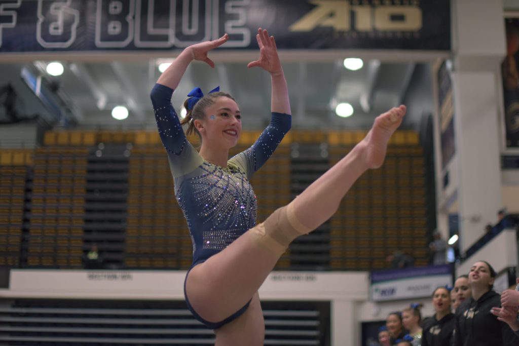 Fifth-year gymnast Alex Zois led all competition with a first-place all-around finish. 