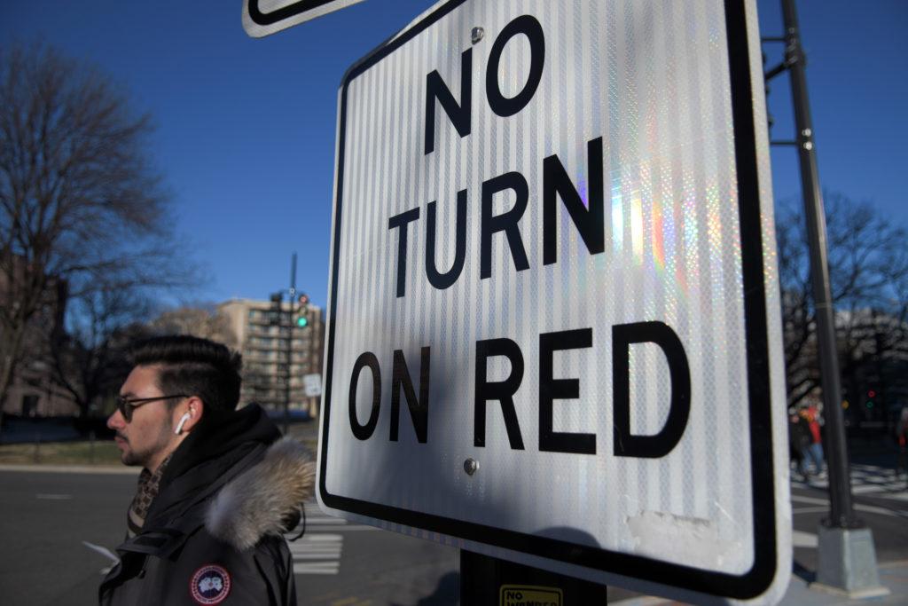 The District Department of Transportation released a list of more than 100 intersections last month where it plans to ban rights on red, including 11 in Foggy Bottom. 