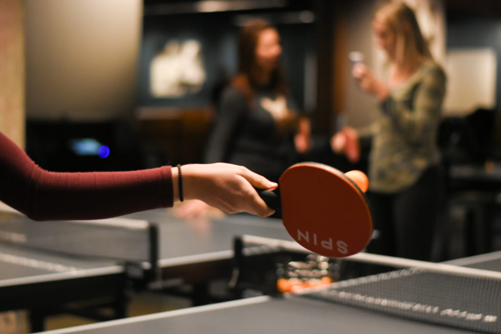 SPIN D.C., located in the basement under the National Press Club at 1332 F St. NW, opened Saturday as a bar and ping-pong arena. 