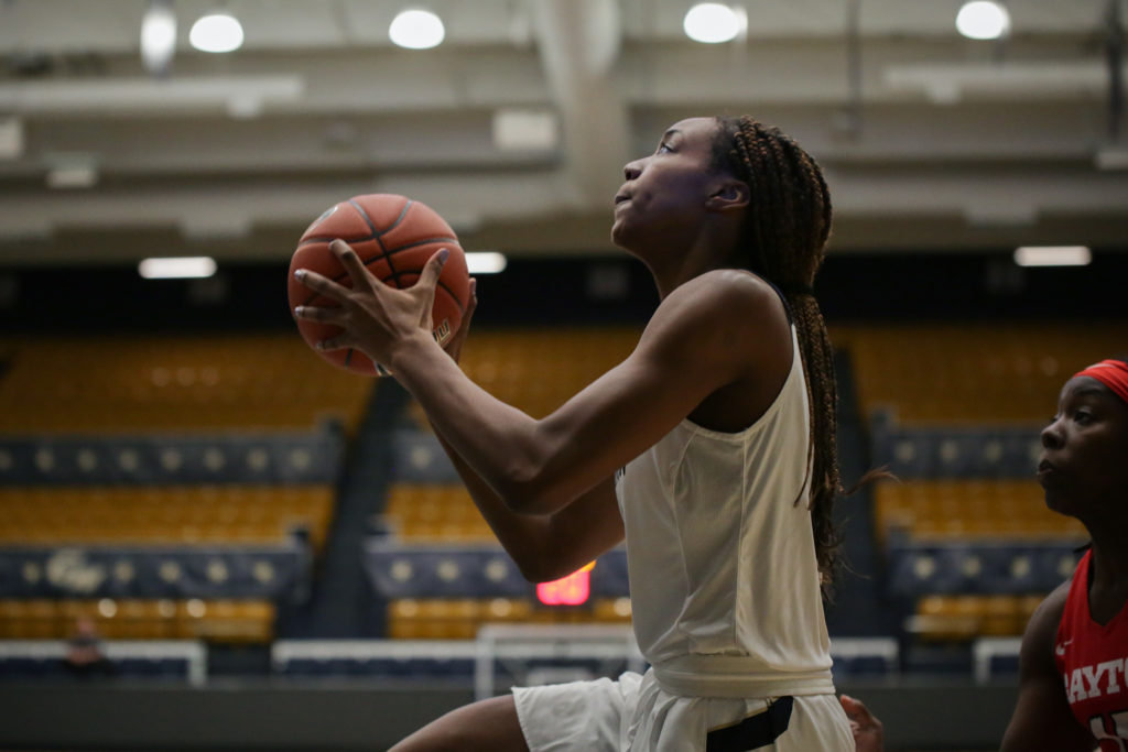 Sophomore guard Chyna Latimer goes up for a basket during Saturdays game against Dayton. 