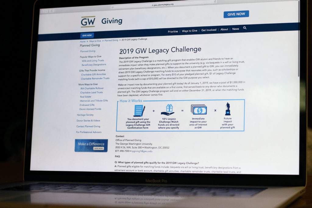 Officials are reviving a planned donation campaign encouraging individuals to name GW as a beneficiary in their retirement plans, wills or living trusts, and raising the stakes. 
