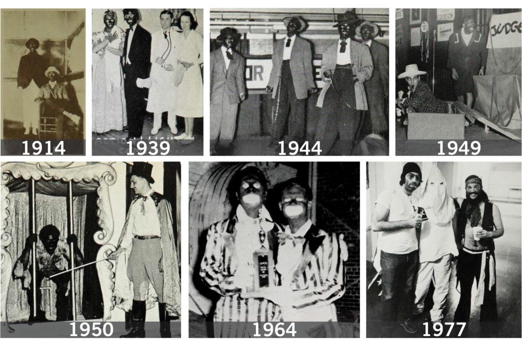 GW yearbooks featured at least 14 instances of blackface and three photos of people wearing KKK hoods – the most recent of which was published in 1977. 