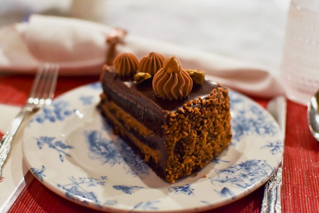 Sfoglina Pasta House's chocolate Piemontese cake ($14) features layers of moist chocolate cake, thick chocolate ganache and crumbles of hazelnut. 