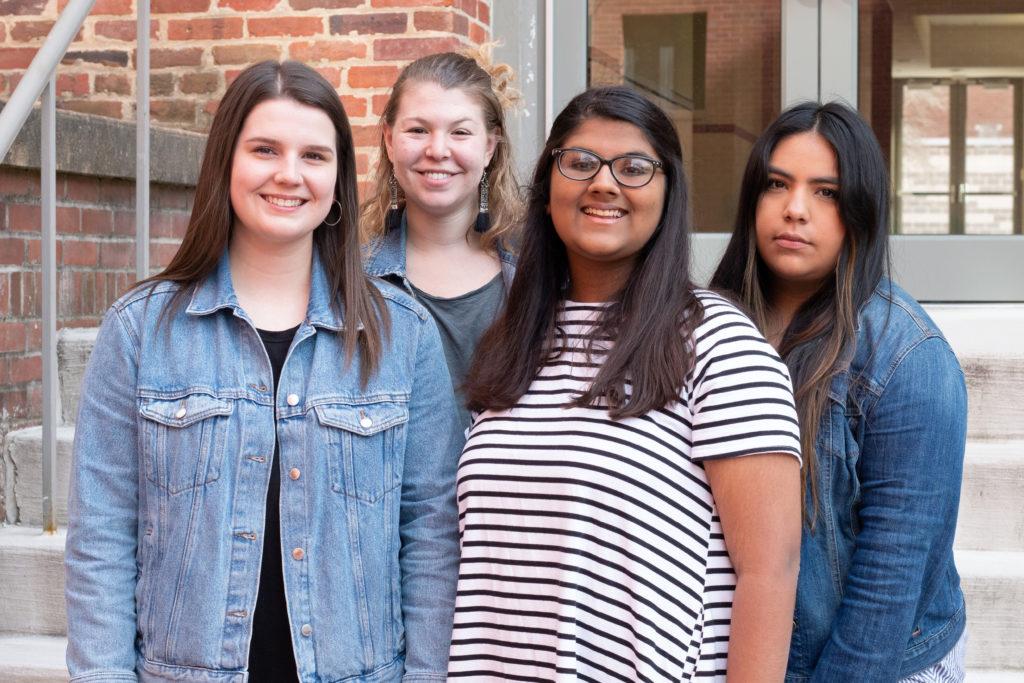 From left: Sophomores Jillian Wolons, Hayley Margolis and Aashka Varma and freshman Andrea Cardenas all serve as campaign managers for Student Association candidates this year.
