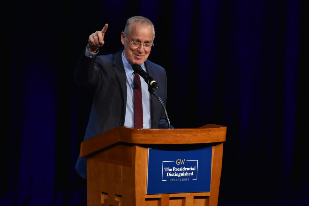 Author and historian Ron Chernow discussed his biography on Founding Father Alexander Hamilton in Lisner Auditorium Wednesday. 