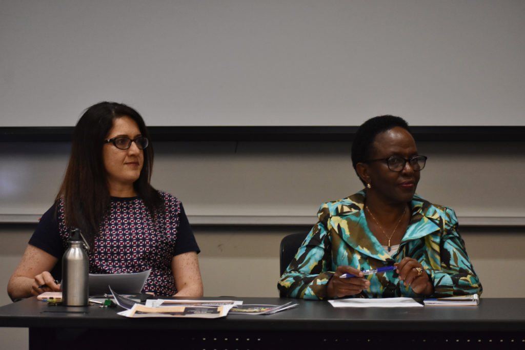 Kavita Daiya, the director of the Women’s, Gender and Sexuality Studies program, and Liberata Mulamula, the acting director of the Institute of African Studies, spoke at an event about female refugees in the School of Media and Public Affairs.