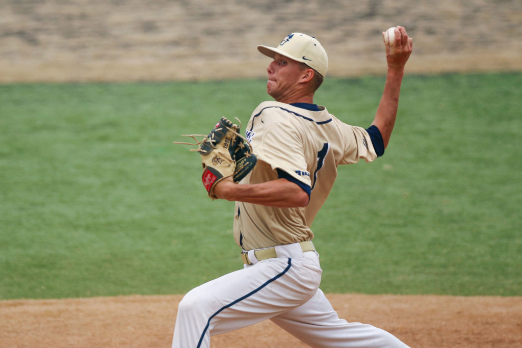 Freshman pitcher Alex Kobersteen throws the ball during Wednesdays game against Coppin State. 