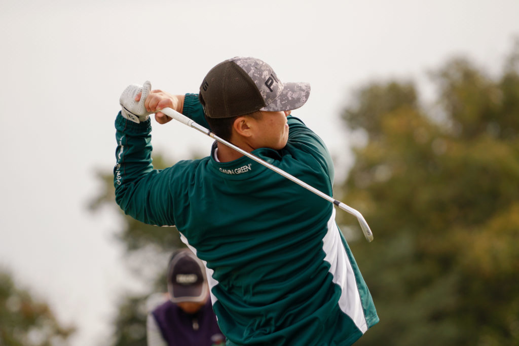 Junior Yoo Jin Kim finishes his swing at a practice last October.