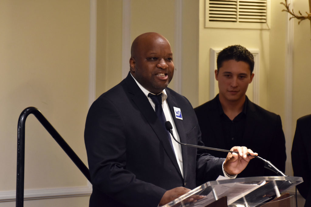 Devlone Michael, the Executive Director of DC Working Families, moderated the Ward 2 D.C. Council debate at the National Womans Democratic Club Thursday. 